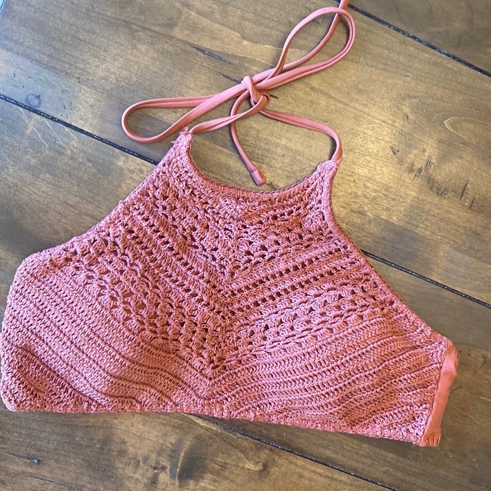 IKA KUL‎ embroidered full coverage copper crochet bikini top size M